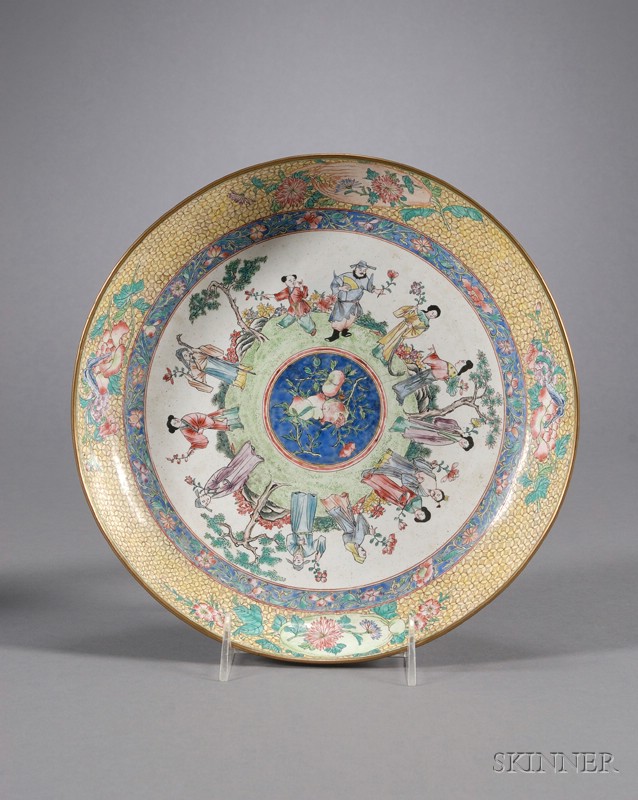 Appraisal: Peking Enamel Plate China th th century central design of