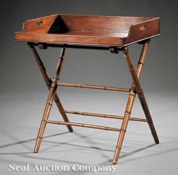 Appraisal: A Regency Mahogany Butler's Tray on Stand th c galleried