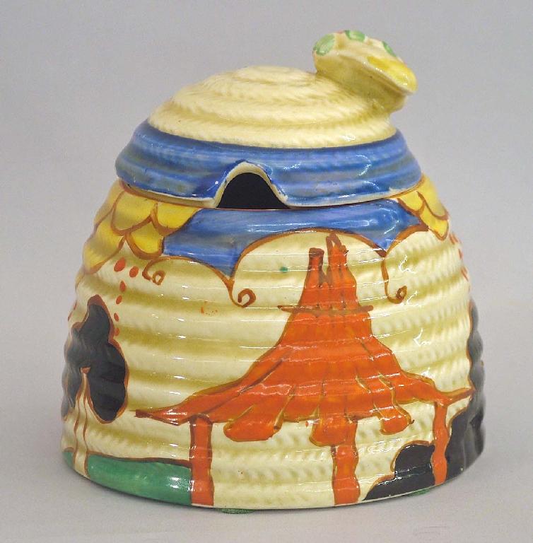 Appraisal: Summerhouse' Fantasque Bizarre beehive honey pot and cover high