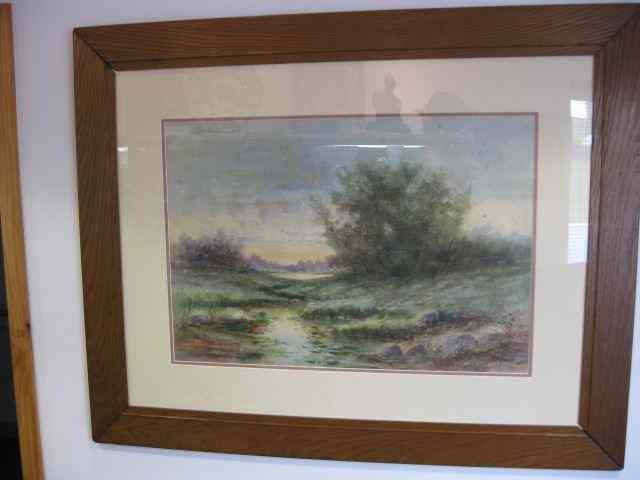 Appraisal: R Hollis Bemigh Watercolor landscape with stream dated '' x