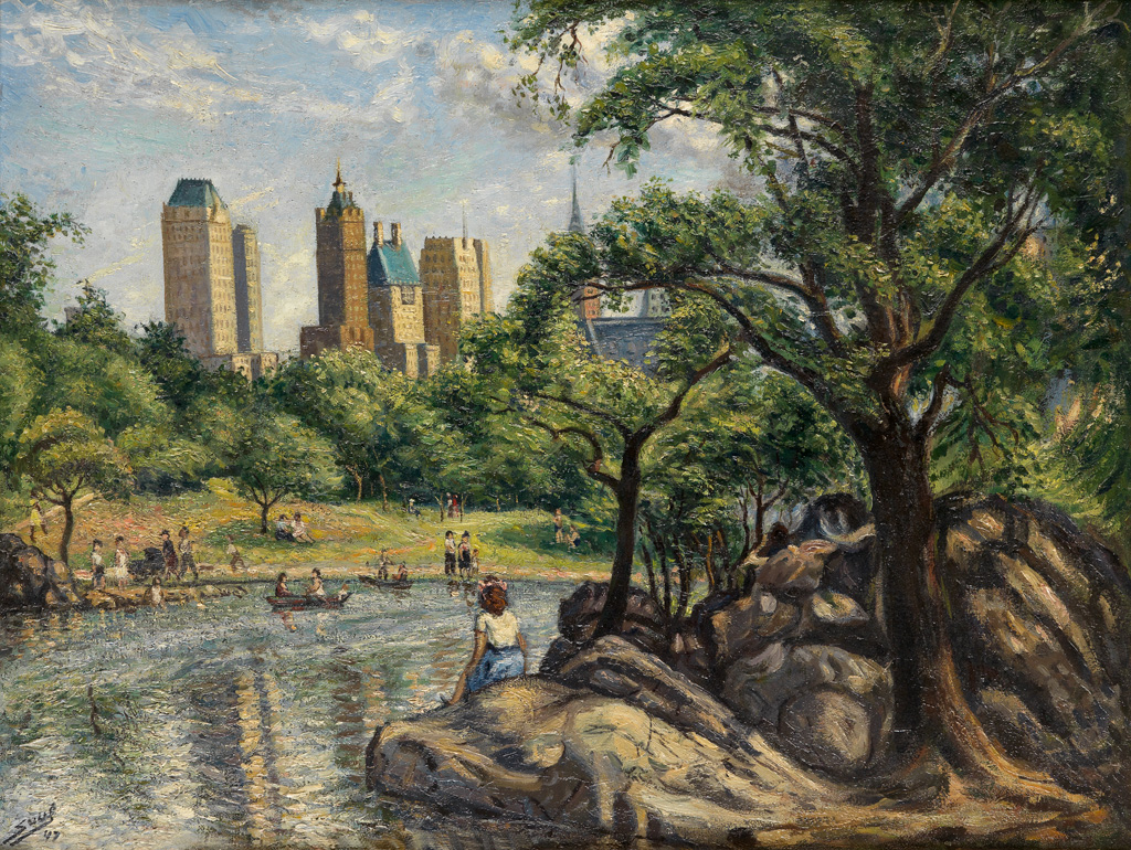 Appraisal: SAUL KOVNER Central Park New York Oil on canvas -