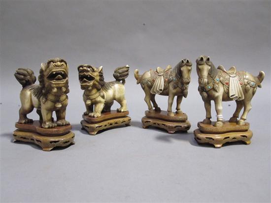 Appraisal: MISCELLANEOUS GROUP OF CHINESE CARVED IVORY FIGURES OF ANIMALS th