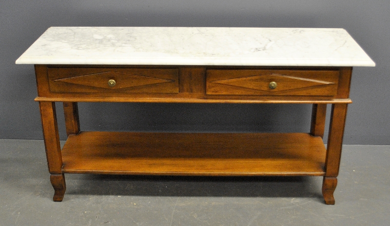 Appraisal: - French style fruitwood marble top mixing table th c