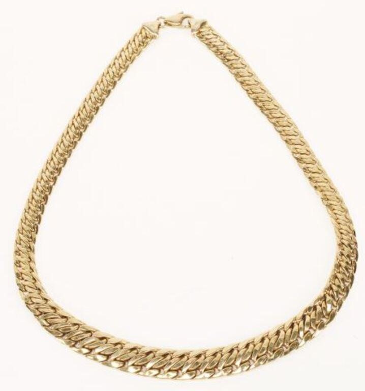 Appraisal: Estate kt yellow gold chain necklace graduated flat links lobster