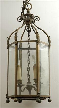 Appraisal: Louis XV-Style Gilt-Metal Hexagonal Four-Light Hall Lantern x in