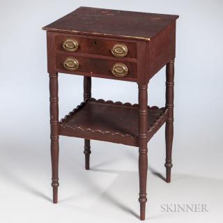 Appraisal: Two-drawer Work Table New Hampshire early th century two drawers