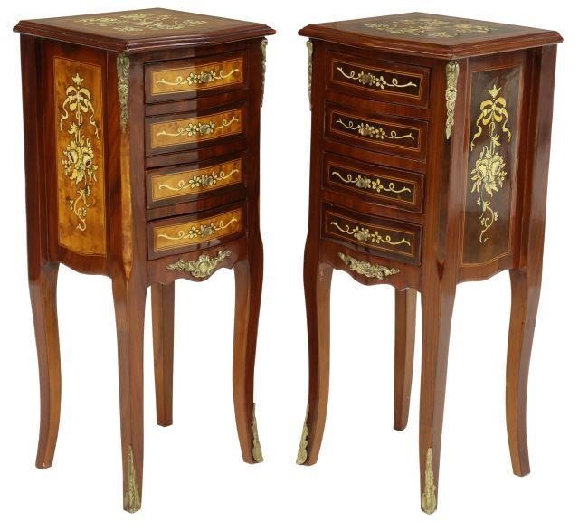 Appraisal: pair Italian Louis XV style mahogany bedside cabinets varied designs