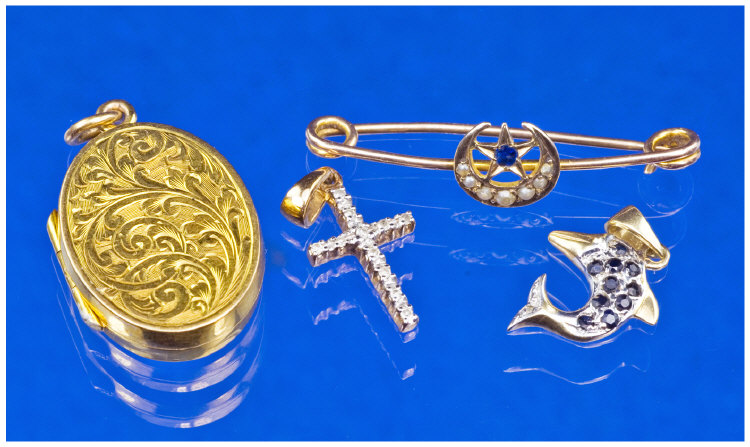 Appraisal: Small Collection Of ct Gold Jewellery Comprising Diamond Set Cross