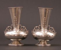 Appraisal: European Sterling Silver Vases Pair of European sterling silver vases