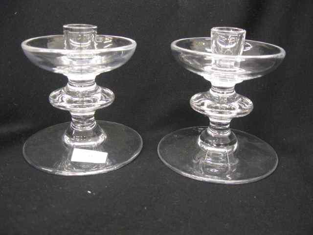 Appraisal: Pair of Val St Lambert Crystal Candleholders '' signed excellent