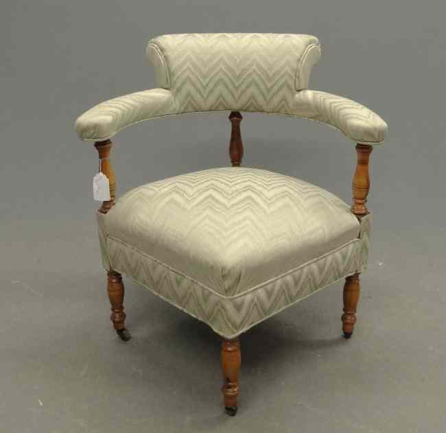 Appraisal: th c turned leg and back upholstered corner chair ''