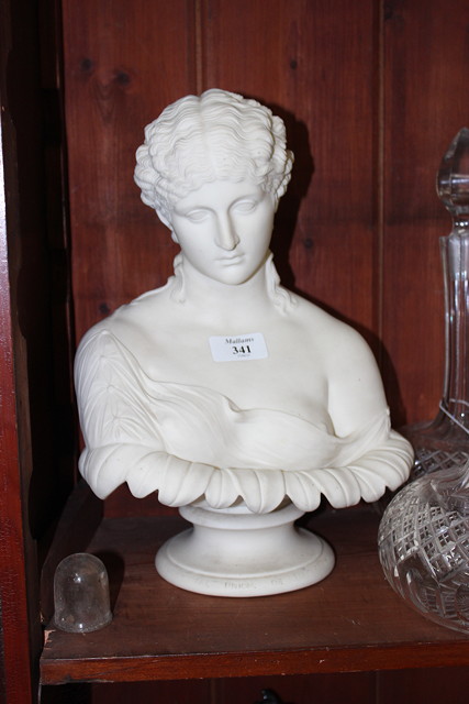 Appraisal: A PARIAN WARE TYPE BUST OF CLYTIE after C Delpech