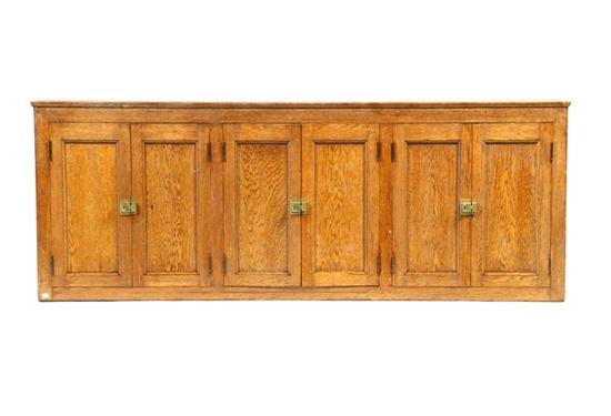 Appraisal: HANGING OAK KITCHEN CUPBOARD Oak with paneled doors Imperfections ''h