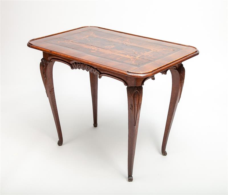 Appraisal: German Rococo Style Marquetry Walnut Center Table The top centered