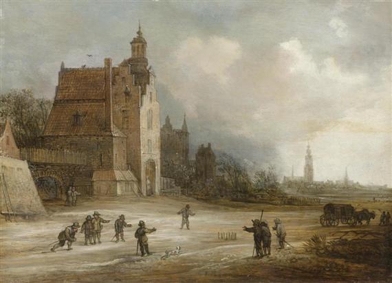 Appraisal: MOMPER FRANS DE Antwerp View of Antwerp with people playing