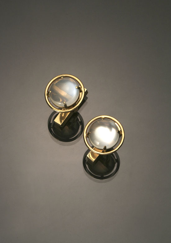 Appraisal: Pair of Gentleman's -Karat Yellow-Gold and Moonstone Cuff Links Tiffany