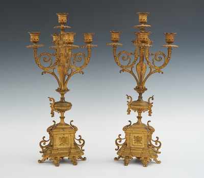 Appraisal: A Pair of French Loius XIV Style Ormolu Five Light