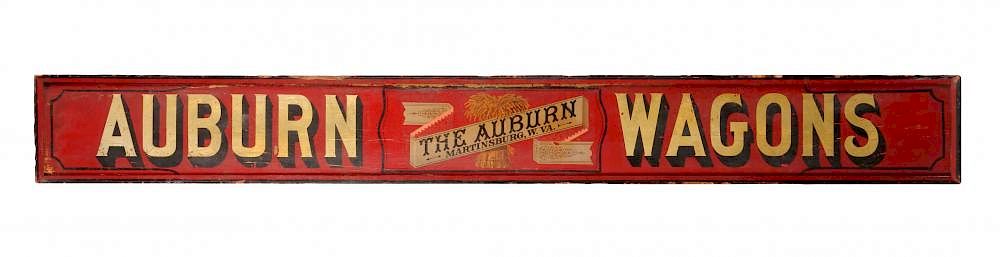 Appraisal: Auburn Wagons Wooden Advertising Trade Sign This single sided trade