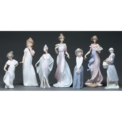 Appraisal: Four Lladro figures of young women and three similar Nao