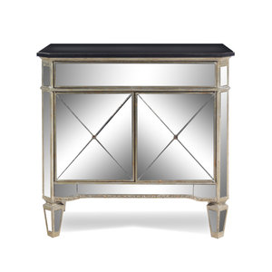 Appraisal: A Contemporary Mirrored Marble-Top Side Cabinet th Century Height x