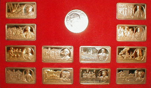 Appraisal: A cased commemorative set of silver gilt ingots the Churchill