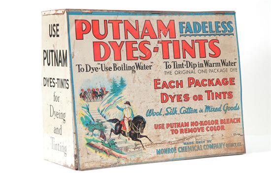 Appraisal: PUTNAM DYES STORE DISPLAY Tin with polychrome design and Putnam