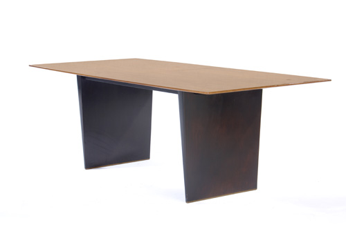 Appraisal: DUNBAR Extension dining table with walnut top on ebonized plank