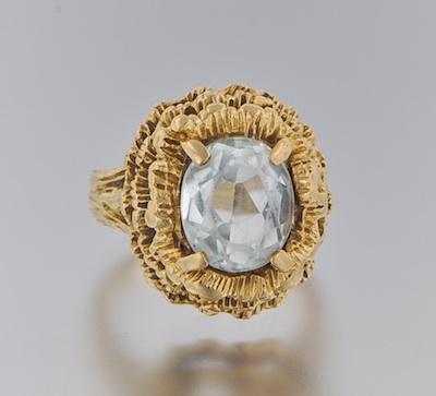 Appraisal: A Ladies' Vintage Aquamarine and Gold Ring k yellow gold