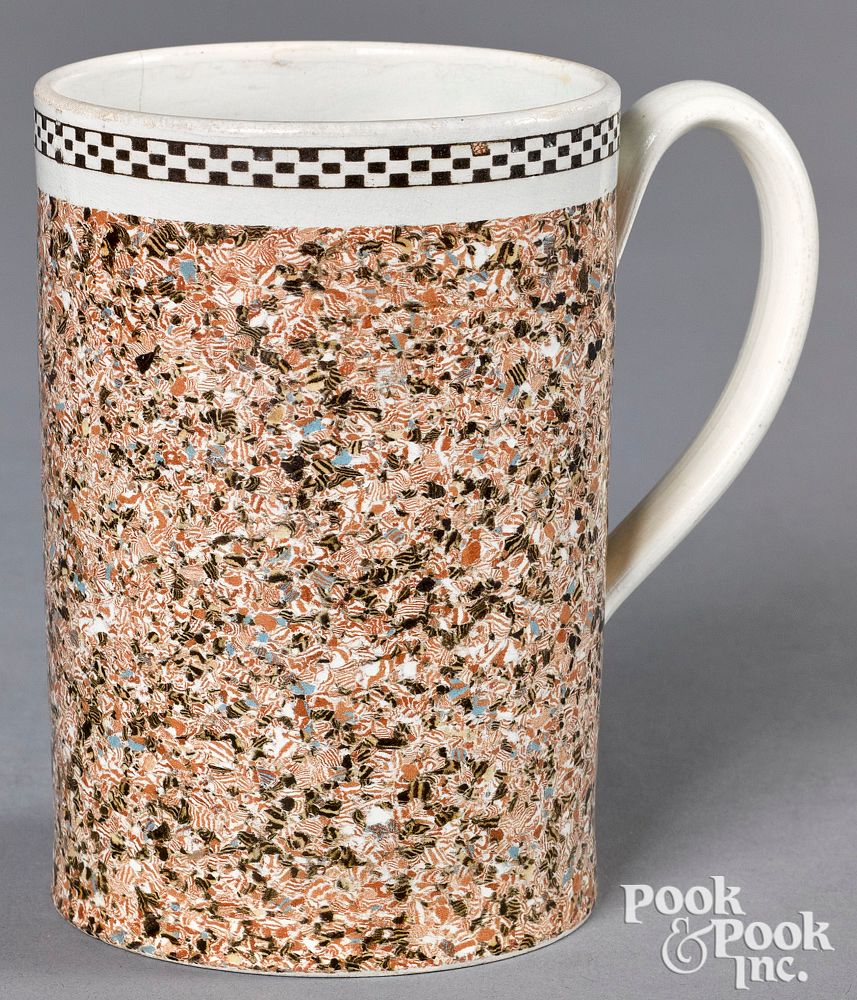 Appraisal: Mocha mug with agate glaze Mocha mug with agate glaze