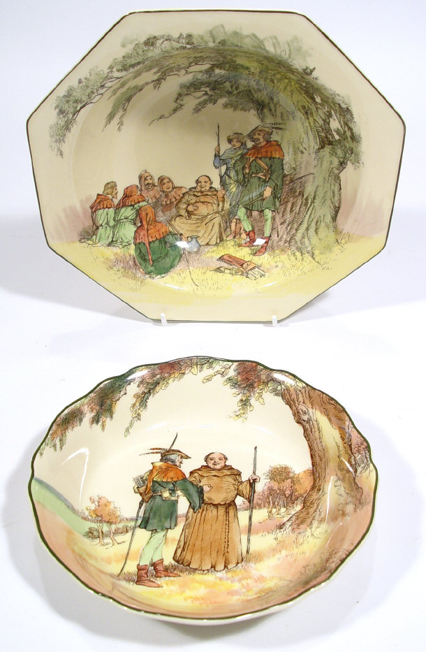 Appraisal: Two Royal Doulton bowls hand coloured and transfer printed with