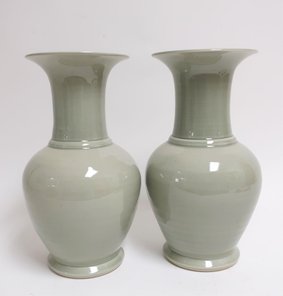 Appraisal: Pair Chinese Style Celadon Style Porcelain Vases H x DIAM