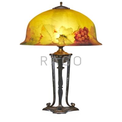 Appraisal: PAIRPOINT TABLE LAMP Reverse painted shade with foliate decoration silver