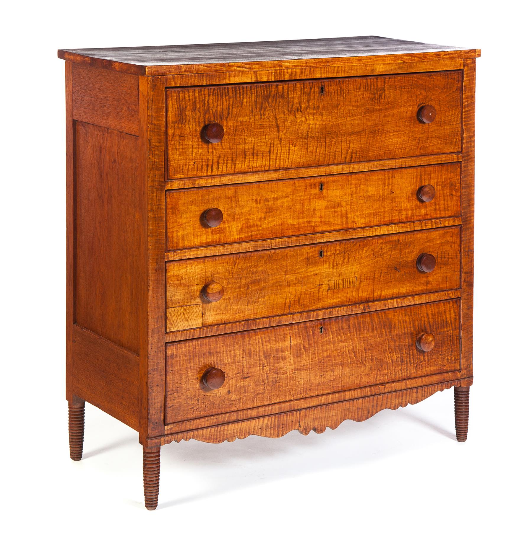 Appraisal: AMERICAN SHERATON CHEST OF DRAWERS Second quarter- th century walnut