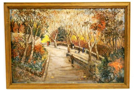 Appraisal: Zoltan Hecht Hungarian-American - Fall Riverside Drive c s oil