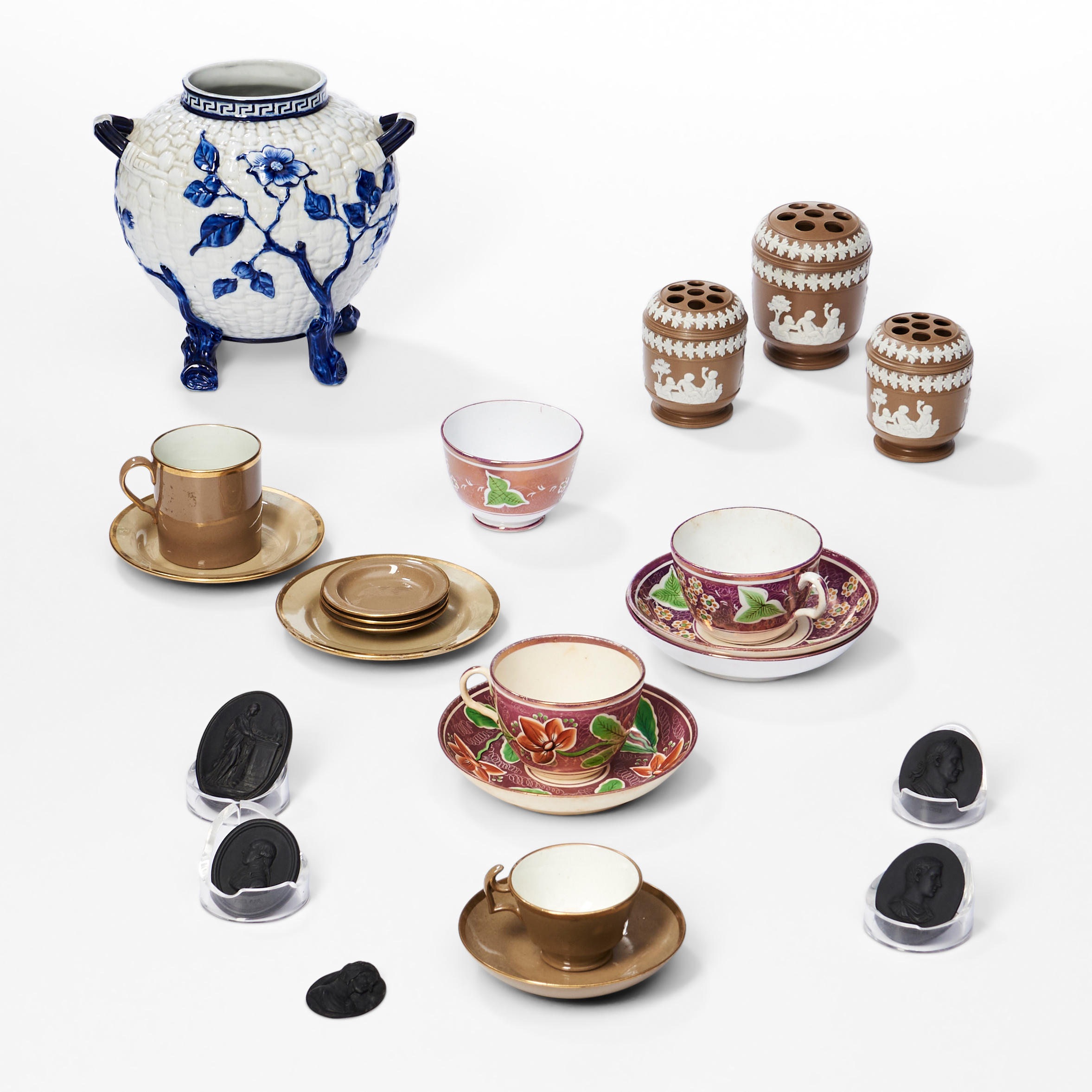 Appraisal: NINETEEN PIECES OF ENGLISH CERAMIC TABLEWARE including Spode glazed drabware