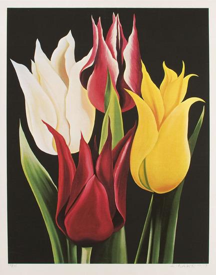 Appraisal: Lowell NesbittFour Tulips Silkscreen printed in colors signed and dated