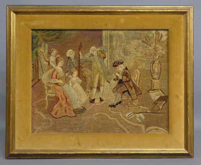 Appraisal: Early framed French needlework Site '' x ''