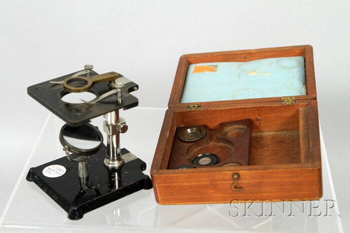 Appraisal: Folding Dissecting Microscope retailed by John J Ogden Boston c