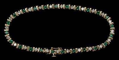 Appraisal: Diamond and emerald tennis bracelet round brilliant-cut diamonds estimated total