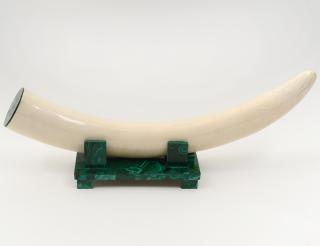 Appraisal: UNCARVED IVORY TUSK With malachite end cap Length Supported by