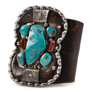 Appraisal: Navajo Silver Turquoise Coral and Claw Ketoh third quarter th