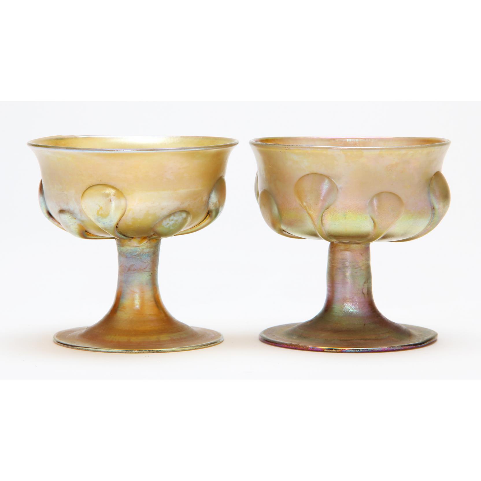 Appraisal: Pair of L C Tiffany Favrille Footed Sherbets with applied