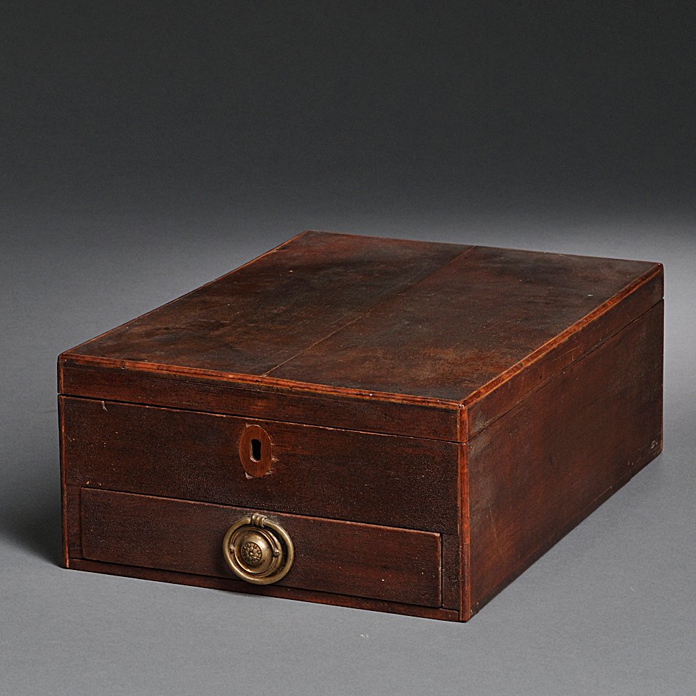 Appraisal: Mahogany Inlaid Box with Drawer probably America early th century