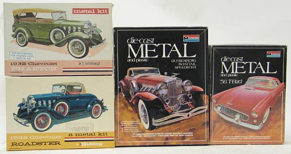 Appraisal: Metal car kits Boxed lot of metal th scale model