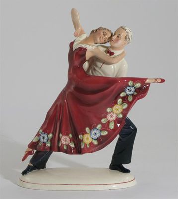 Appraisal: A Katshutte Pottery figure of a dancing couple painted in