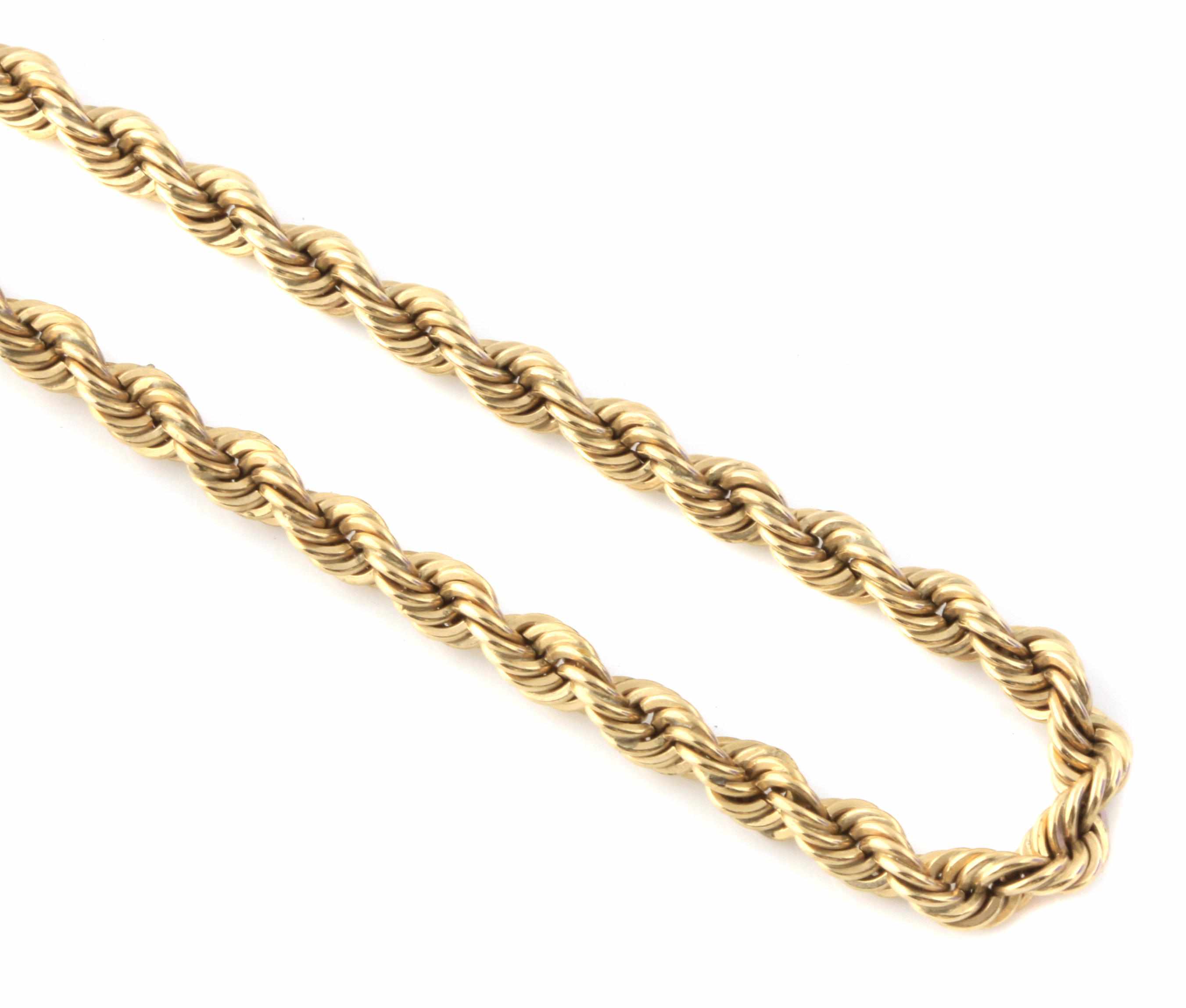 Appraisal: A k gold rope chain g