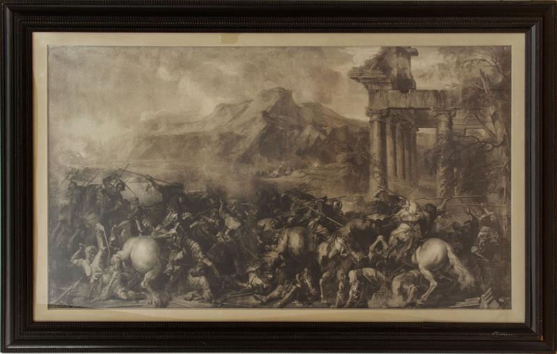 Appraisal: CONTINENTAL SCHOOL BATTLE SCENE Chalk on paper unsigned x in