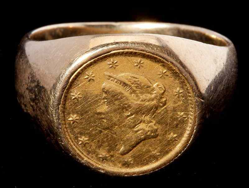 Appraisal: Type I Liberty Gold Dollar Ringthe coin set in a