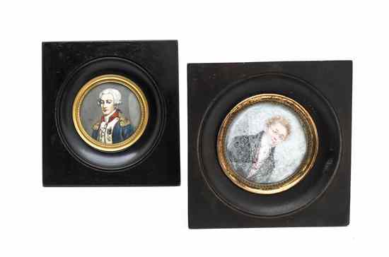 Appraisal: A Pair of Portrait Miniature Roundels each depicting a gentleman