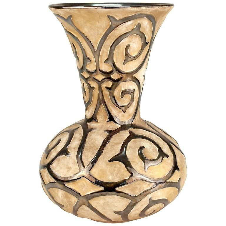 Appraisal: Ceramic Painted Arabesque Scroll Motif Vase Ceramic vase with metallic